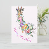 Giraffe Fleurs Carte d'anniversaire (Debout devant)