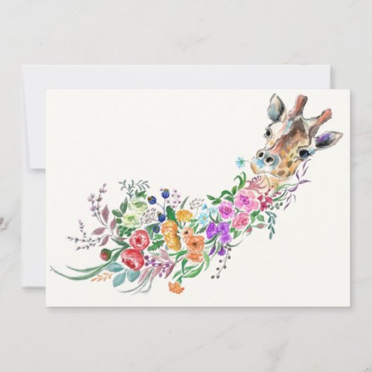 Giraffe Fleurs Carte d'anniversaire (Dos)