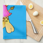 Giraffe Floral Blue Cuisine serviette main (Quart Plié)