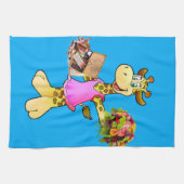 Giraffe Floral Blue Cuisine serviette main (Horizontal)