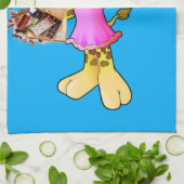 Giraffe Floral Blue Kitchen Hand Towel Theedoek (Gevouwen)