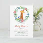 Giraffe & Floral Wreath Baby shower Invitation (Debout devant)