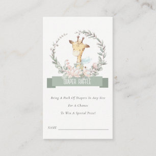 Giraffe Floral Wreath Diaper Raffle Baby shower Informatiekaartje
