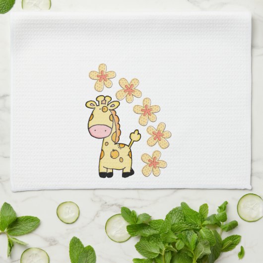 Giraffe Florale Serviette à main (Plié)