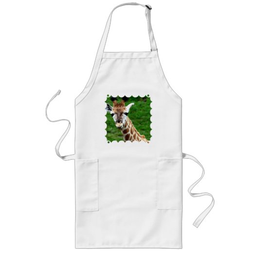 Giraffe Foto Long Apron Lang Schort (Voorkant)