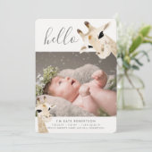 Giraffe Fotocollage Geboorteaankondiging Kaart (Staand voorkant)