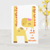 Giraffe Fun Kaart (Gele Bloem)