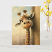 GIRAFFE FUNNY HELLO Carte de voeux (Fleur jaune)
