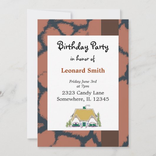 Giraffe Fur Pattern Birthday Invitation Kaart (Voorkant)
