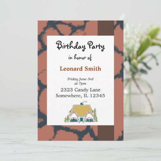 Giraffe Fur Pattern Birthday Invitation Kaart (Staand voorkant)