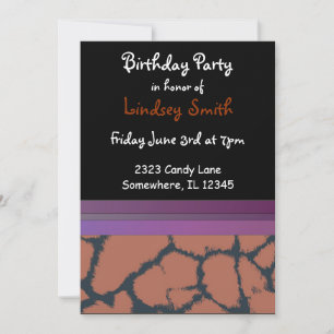 Giraffe Fur Pattern Birthday Invitation Kaart