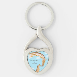 Giraffe, geef ons een kus sleutelhanger