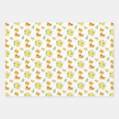 Giraffe Geel Bloemen Inpakpapier Vel (Voorkant 2)