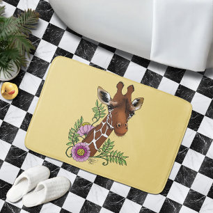 Giraffe Geel Portretbloemen Badmat