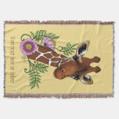 Giraffe Geel Portretbloemen Deken (Voorkant)