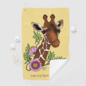 Giraffe Geel Portretbloemen Golfhanddoek (Insitu)