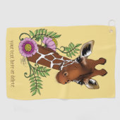 Giraffe Geel Portretbloemen Golfhanddoek (Horizontaal)