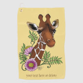 Giraffe Geel Portretbloemen Golfhanddoek (Voorkant)