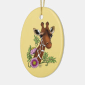 Giraffe Geel Portretbloemen Keramisch Ornament (Links)