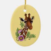 Giraffe Geel Portretbloemen Keramisch Ornament (Voorkant)