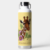 Giraffe Geel Portretbloemen Waterfles (Voorkant)