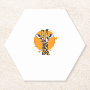 Giraffe geel zon Abstract dierenportret Kartonnen Onderzetters