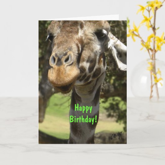 Giraffe, gefeliciteerd! kaart (Gele Bloem)