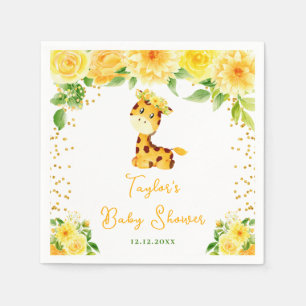 Giraffe Gele Bloemenkinderfeest Servet