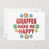 Giraffe Geluk Briefkaart (Voorkant / Achterkant)