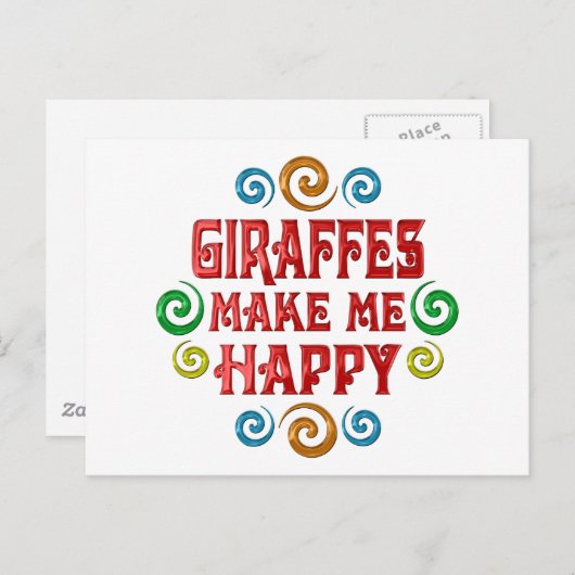 Giraffe Geluk Briefkaart (Voorkant / Achterkant)