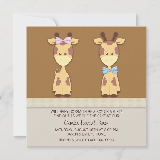 Giraffe Gender Reveal Party Kaart (Voorkant)