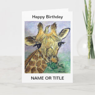 Giraffe gepersonaliseerde kunst verjaardagskaart v kaart