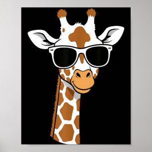 Giraffe Gezicht Zonnebril Grappige Giraffe Voor Ki Poster