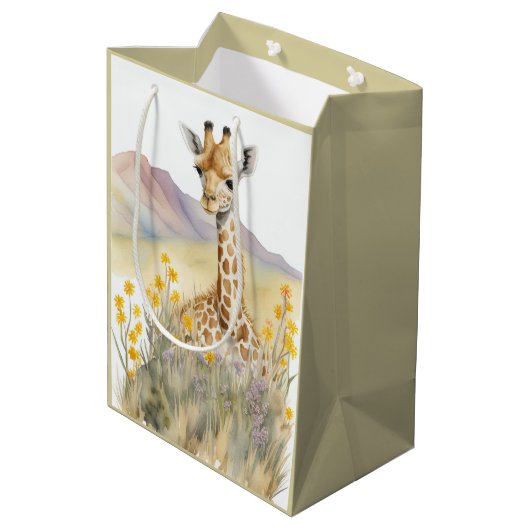 Giraffe Gift Bag Medium Cadeauzakje (Achterkant Gekanteld)