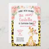 Giraffe girl 2nd, invitation de deuxième anniversa (Devant / Derrière)