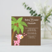 Giraffe Girl Baby Shower Invitations (Debout devant)
