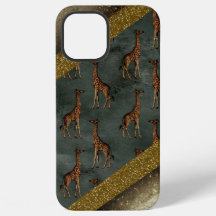 Giraffe Goud Glitter Elegante Groene Safari Dier