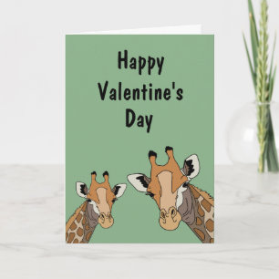 Giraffe Grappige Groene Valentijnsdag Feestdagen Kaart