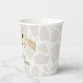 Giraffe Greige Waterverf Baby shower Papieren Bekers (Links)