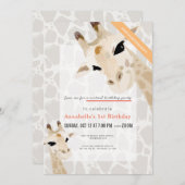 Giraffe Greige Waterverf Kinder Verjaardag Kaart (Voorkant / Achterkant)