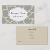 Giraffe gris Carte de visite (Devant / Derrière)