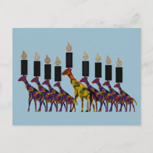 Giraffe Hannukah Menorah Briefkaart