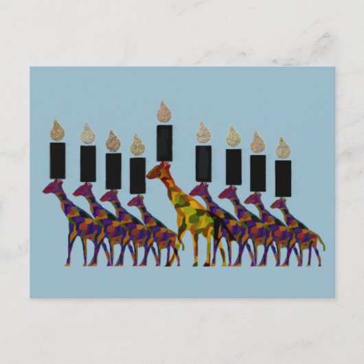 Giraffe Hannukah Menorah Briefkaart (Voorkant)