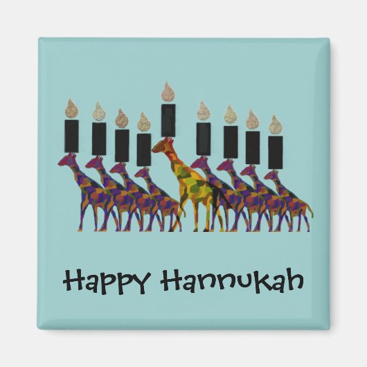 Giraffe Hannukah Menorah Magnets (Devant)