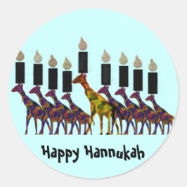 Giraffe Hannukah Menorah Ronde Sticker