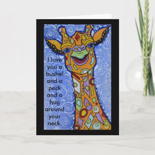 Giraffe Happy I Love You een Bushel en een Peck Kn Kaart