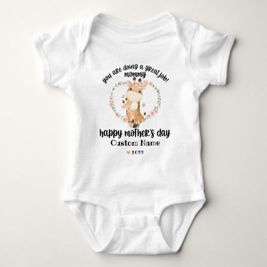 Giraffe Happy Moederdag met naam Romper (Voorkant)