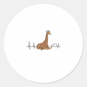 Giraffe Hartslag Vintage Gravure Shirt Ontwerp_1 Ronde Sticker