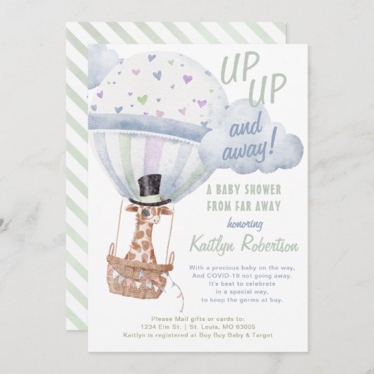 Giraffe hete luchtballondouche per post kaart (Voorkant / Achterkant)