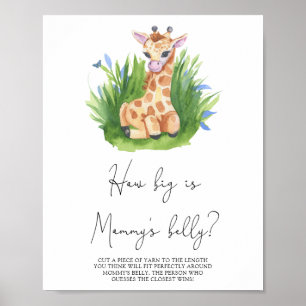 Giraffe - Hoe groot is mama's buik spel Poster